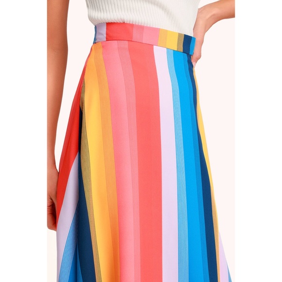 Lulu's End of the Rainbow Multi Striped Midi Skirt - Picture 4 of 10